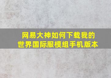 网易大神如何下载我的世界国际服模组手机版本