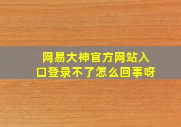 网易大神官方网站入口登录不了怎么回事呀