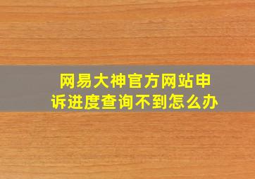 网易大神官方网站申诉进度查询不到怎么办