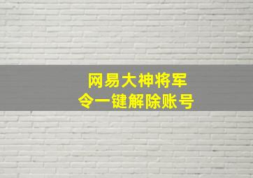 网易大神将军令一键解除账号