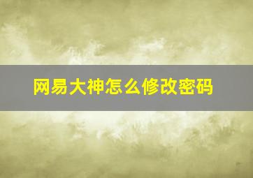 网易大神怎么修改密码