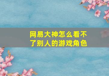 网易大神怎么看不了别人的游戏角色