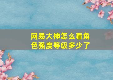 网易大神怎么看角色强度等级多少了