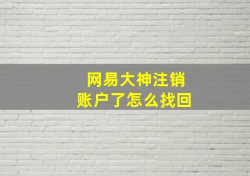 网易大神注销账户了怎么找回