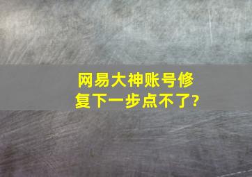 网易大神账号修复下一步点不了?