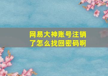 网易大神账号注销了怎么找回密码啊