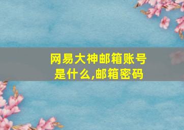 网易大神邮箱账号是什么,邮箱密码