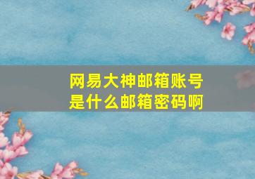 网易大神邮箱账号是什么邮箱密码啊