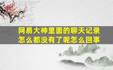 网易大神里面的聊天记录怎么都没有了呢怎么回事