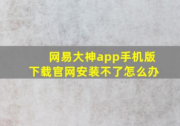 网易大神app手机版下载官网安装不了怎么办