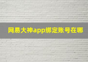 网易大神app绑定账号在哪