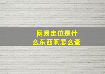 网易定位是什么东西啊怎么查