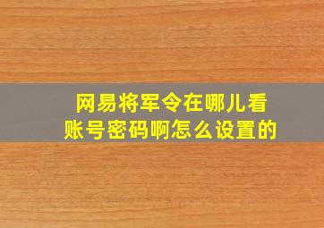 网易将军令在哪儿看账号密码啊怎么设置的