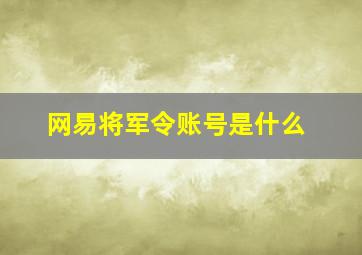 网易将军令账号是什么