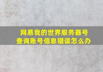 网易我的世界服务器号查询账号信息错误怎么办