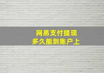 网易支付提现多久能到账户上