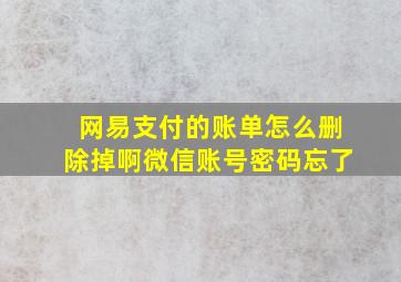 网易支付的账单怎么删除掉啊微信账号密码忘了