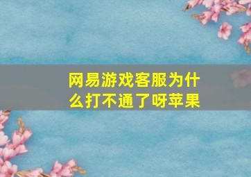 网易游戏客服为什么打不通了呀苹果