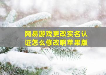 网易游戏更改实名认证怎么修改啊苹果版