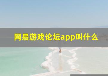 网易游戏论坛app叫什么