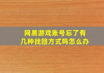 网易游戏账号忘了有几种找回方式吗怎么办