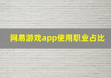 网易游戏app使用职业占比