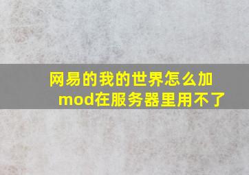 网易的我的世界怎么加mod在服务器里用不了