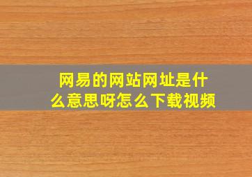 网易的网站网址是什么意思呀怎么下载视频