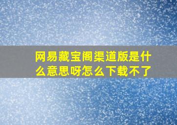 网易藏宝阁渠道版是什么意思呀怎么下载不了