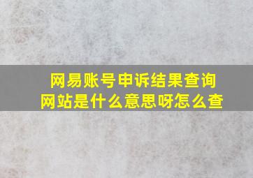 网易账号申诉结果查询网站是什么意思呀怎么查