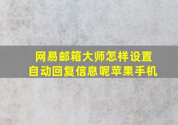 网易邮箱大师怎样设置自动回复信息呢苹果手机