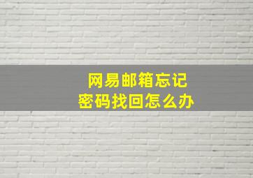 网易邮箱忘记密码找回怎么办