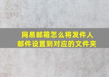 网易邮箱怎么将发件人邮件设置到对应的文件夹