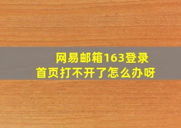 网易邮箱163登录首页打不开了怎么办呀