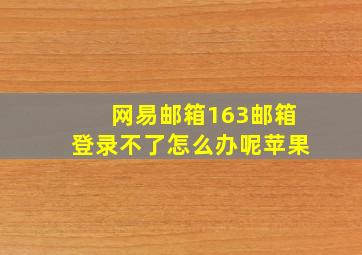 网易邮箱163邮箱登录不了怎么办呢苹果