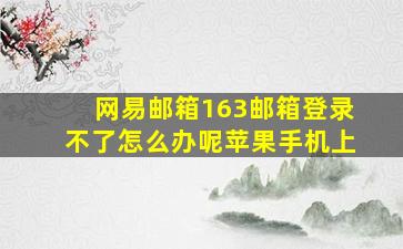 网易邮箱163邮箱登录不了怎么办呢苹果手机上