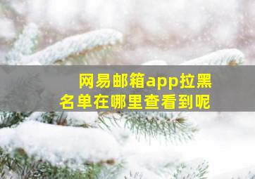 网易邮箱app拉黑名单在哪里查看到呢