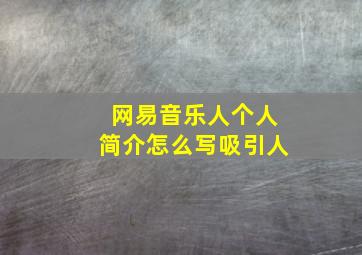 网易音乐人个人简介怎么写吸引人