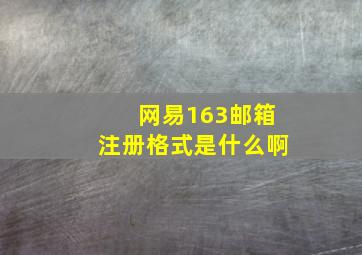 网易163邮箱注册格式是什么啊