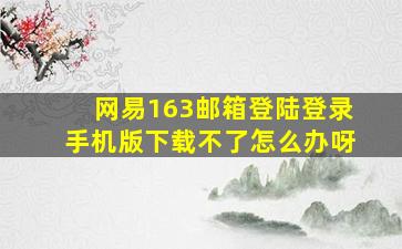 网易163邮箱登陆登录手机版下载不了怎么办呀