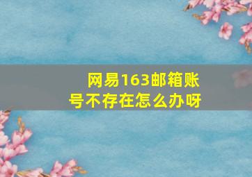 网易163邮箱账号不存在怎么办呀