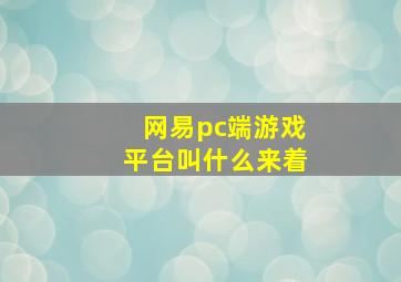 网易pc端游戏平台叫什么来着