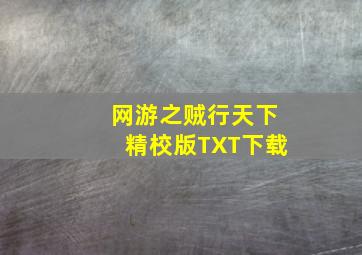 网游之贼行天下精校版TXT下载