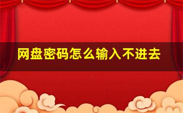 网盘密码怎么输入不进去