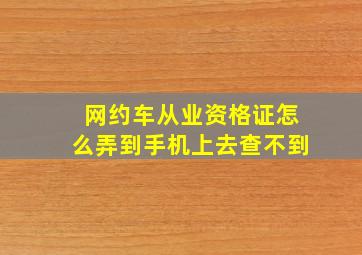 网约车从业资格证怎么弄到手机上去查不到