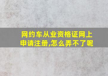 网约车从业资格证网上申请注册,怎么弄不了呢