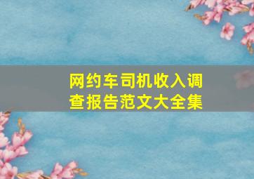 网约车司机收入调查报告范文大全集