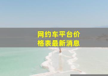 网约车平台价格表最新消息