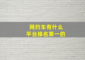 网约车有什么平台排名第一的