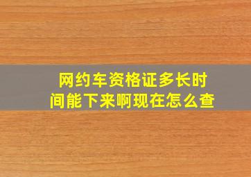 网约车资格证多长时间能下来啊现在怎么查